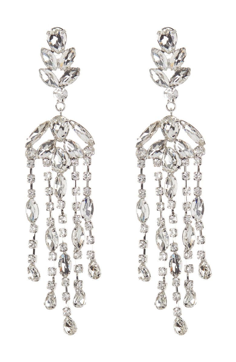 CRISTABELLE Prong Set Crystal Chandelier Fringe Drop Earrings, Main, color, 