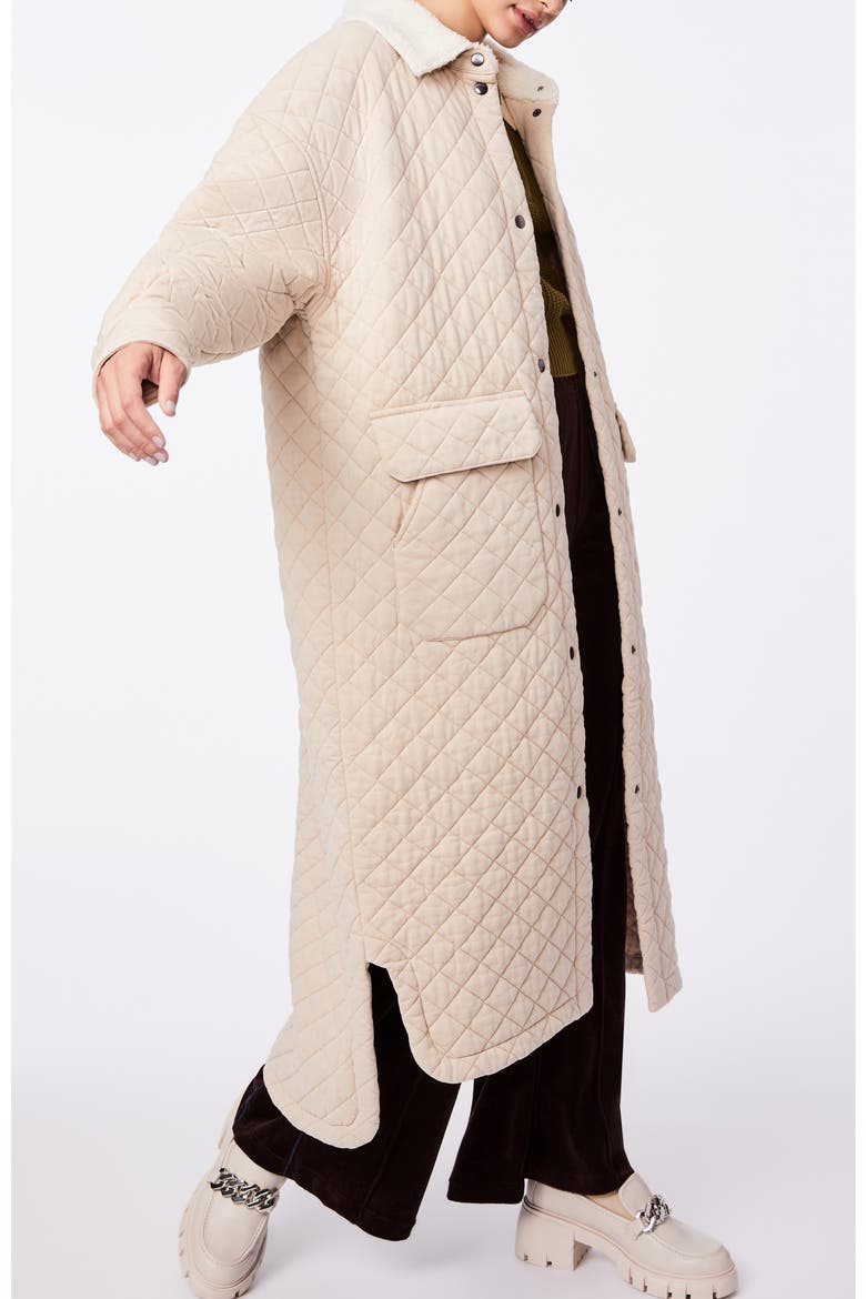 Country Charm Quilted Longline Cotton Jacket, Alternate, color, CREAM