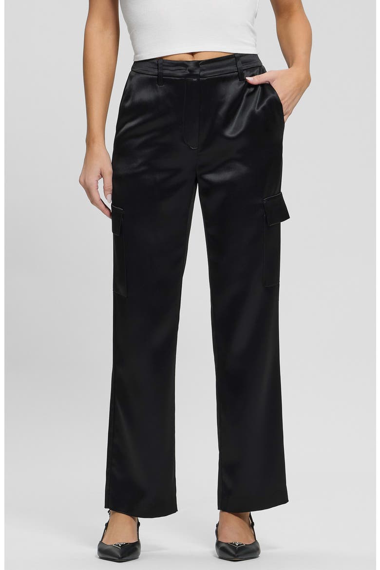 Megan Satin Cargo Pants, Main, color, JBLK-BLACK
