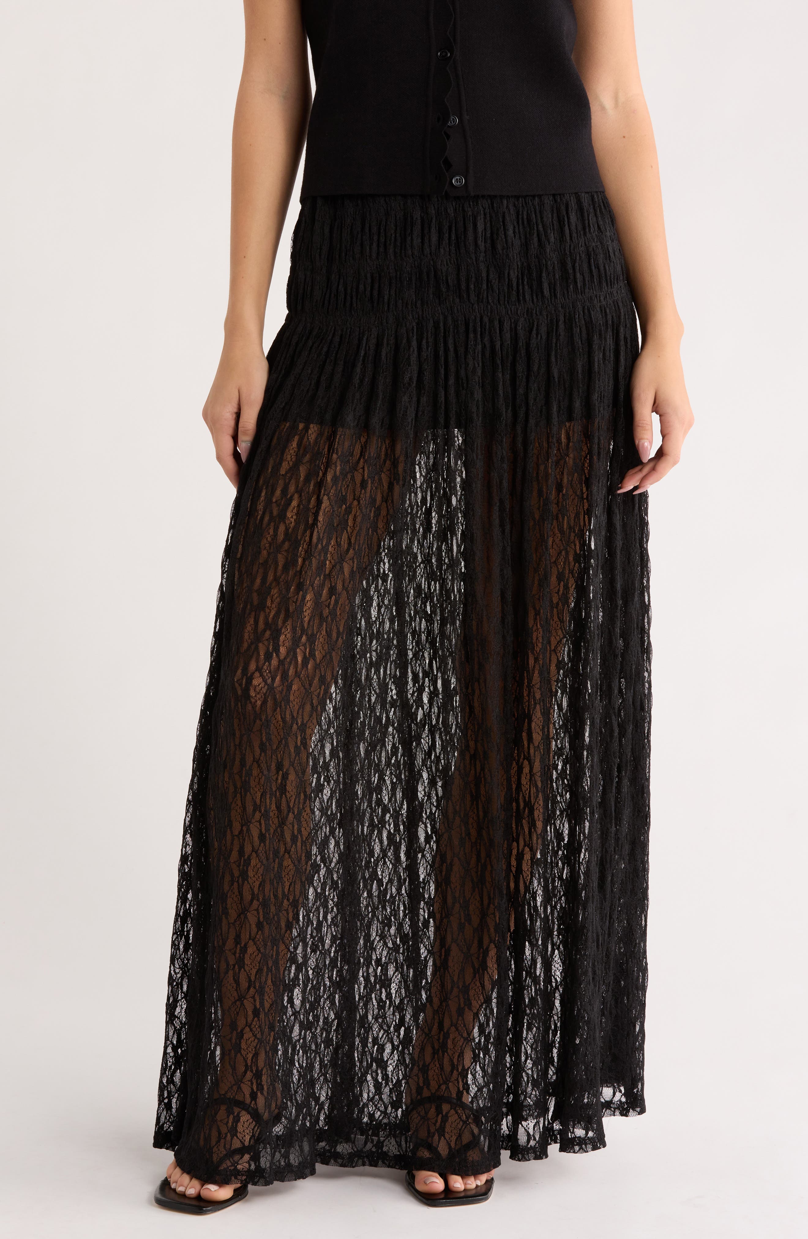NSR Floral Lace Maxi Skirt