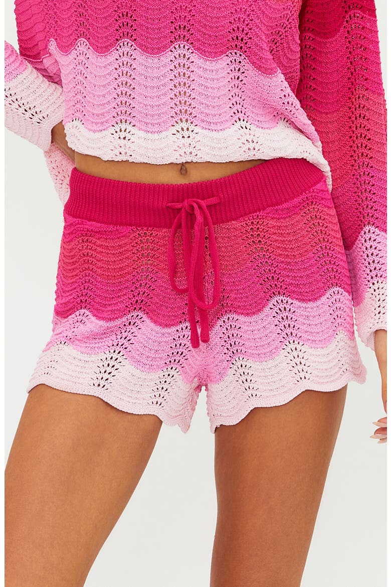 Balboa Knit Scallop Cover-Up Shorts, Main, color, ELECTRIC PINK