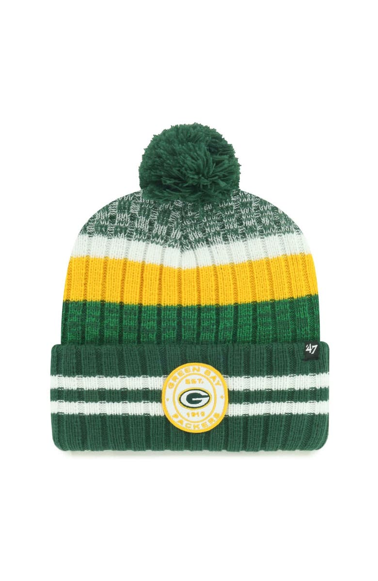 '47 Men's '47 Green Bay Packers Quiver Cuffed Knit Hat with Pom, Main, color, Green