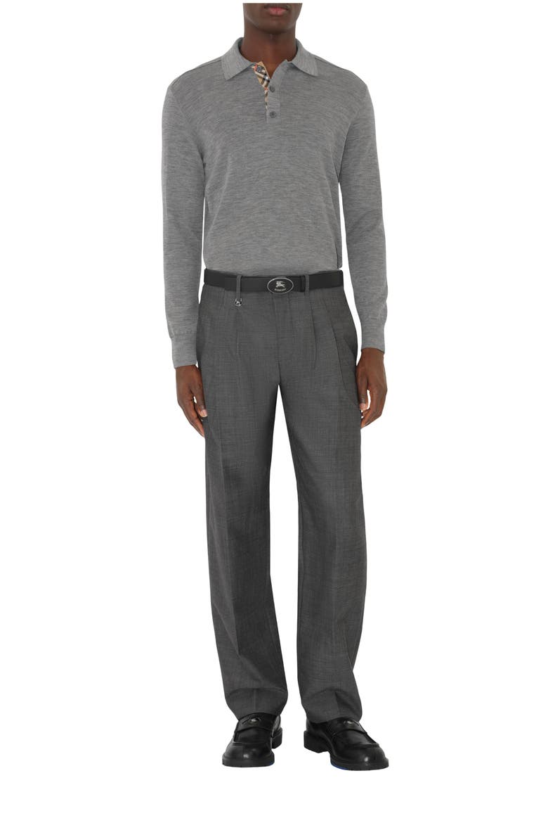 Long-sleeve Wool Polo Shirt, Main, color, Grey
