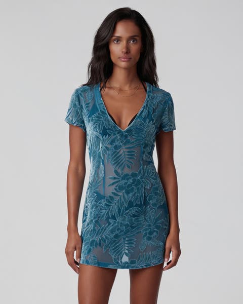 Country Floral Womens V-neck Mini Dress