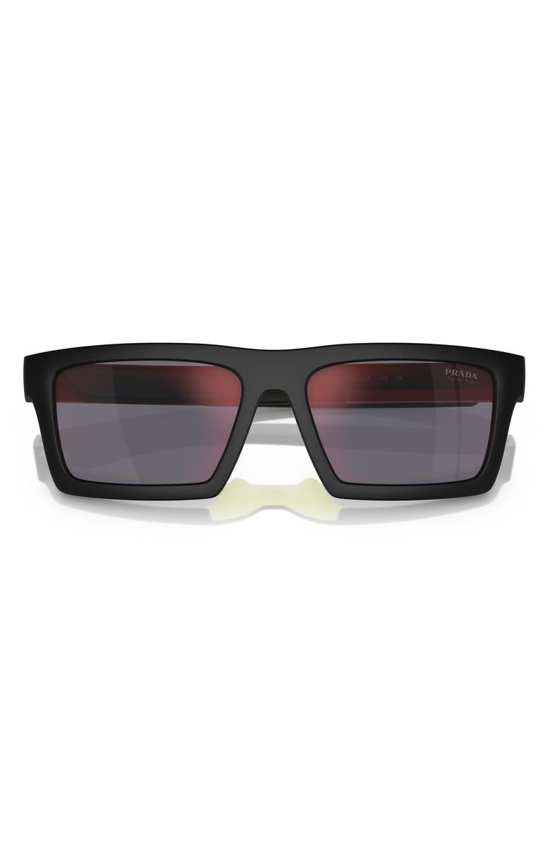 Prada Linea Rossa 55mm Rectangular Sunglasses, Alternate, color, Dark Grey