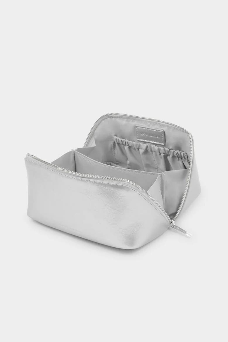 Medium Patent Crackle Makeup and Toiletry Bag in Silver, Alternate, color, Silver