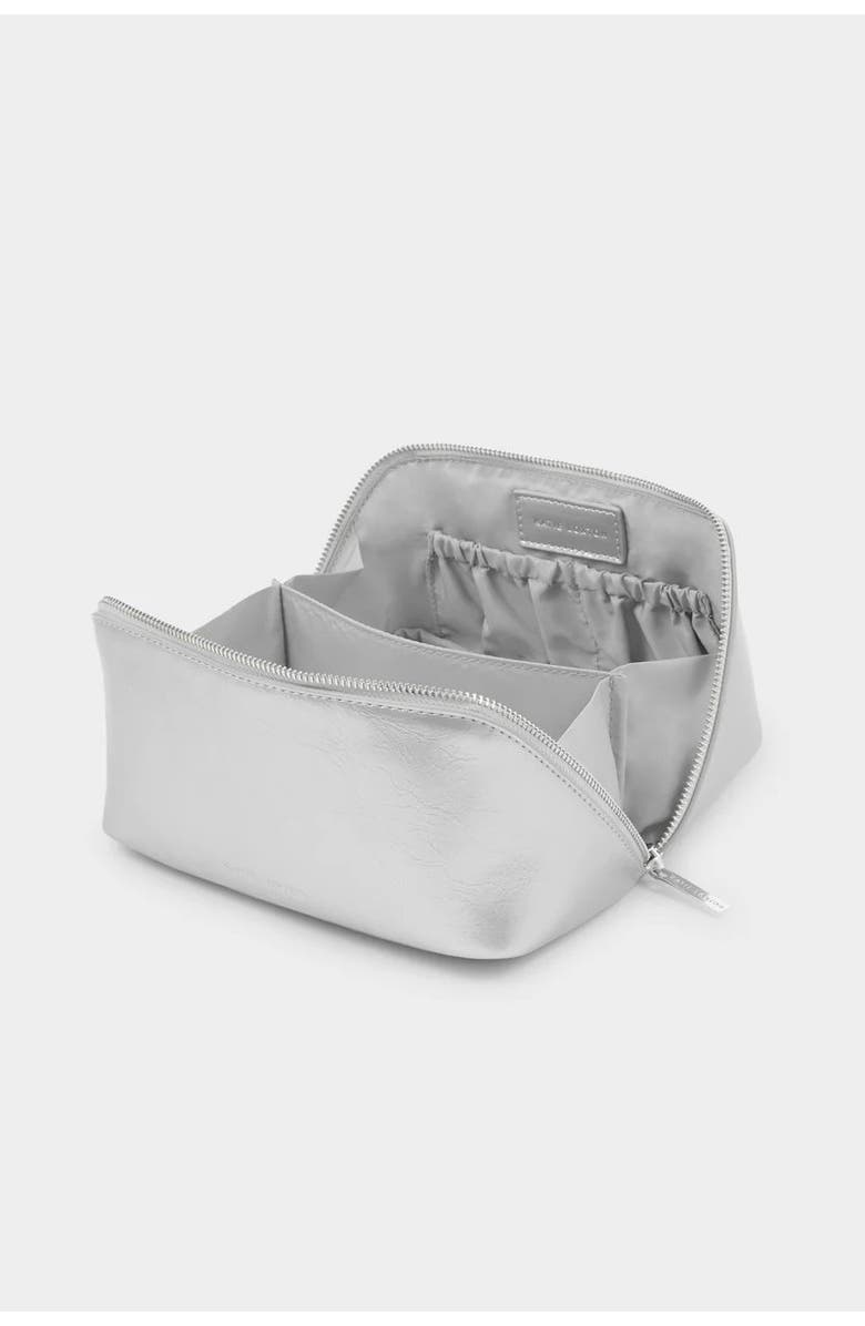 Katie Loxton Medium Patent Crackle Makeup and Toiletry Bag in Silver, Alternate, color, Silver