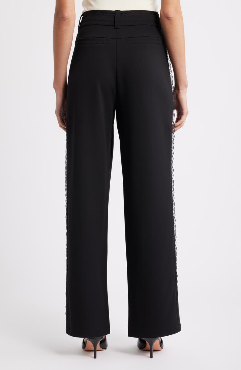 Wit & Wisdom Ultra Skyrise Lace Trim Straight Leg Pant, Alternate, color, Black