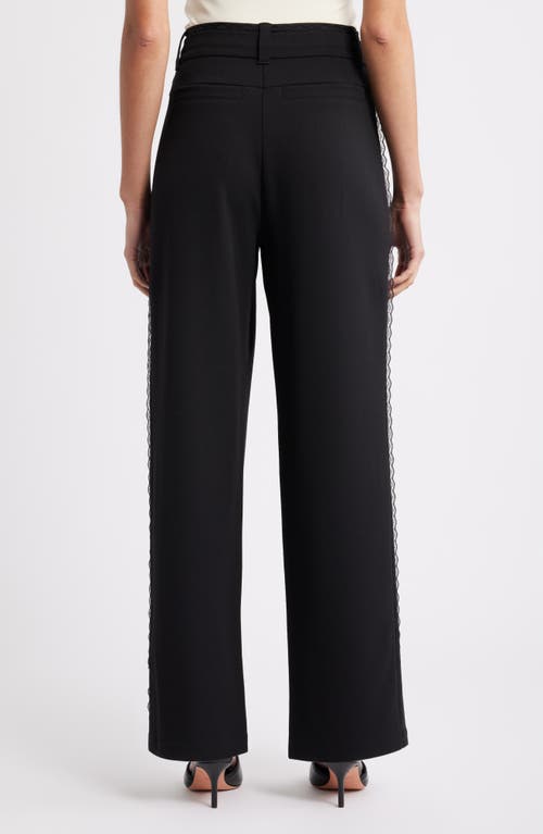 Wit & Wisdom Ultra Skyrise Lace Trim Straight Leg Pant In Black