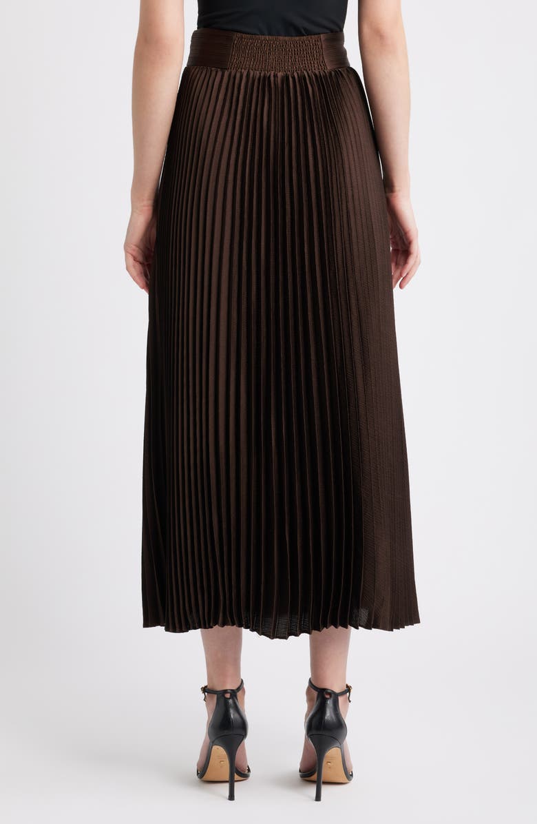 Elie Tahari The Ayla Pleated Midi Skirt, Alternate, color, Bistro Brown