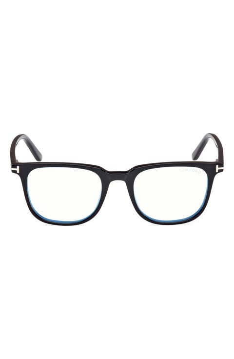 50mm Square Blue Light Blocking Optical Glasses & Clip-On Sunglasses