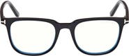 TOM FORD 50mm Square Blue Light Blocking Optical Glasses & Clip-On Sunglasses