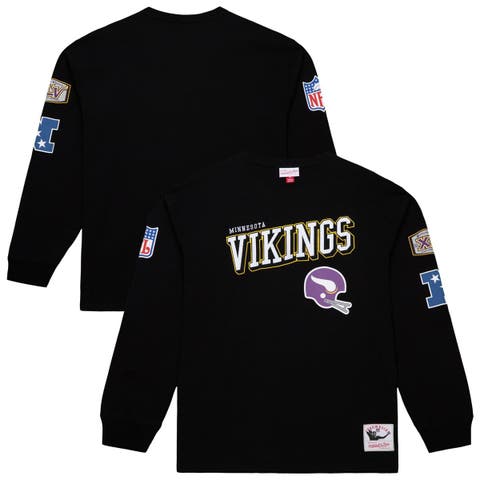 Men's Mitchell & Ness  Black Minnesota Vikings Training Camp Vintage Logos Long Sleeve T-Shirt