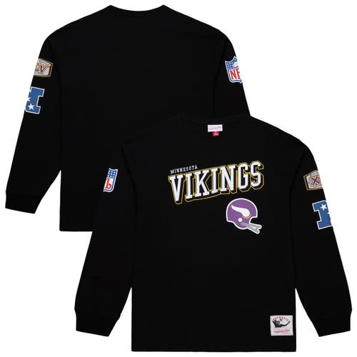 Mitchell & Ness Black Minnesota Vikings Training Camp Vintage Logos Long Sleeve T-shirt In Black