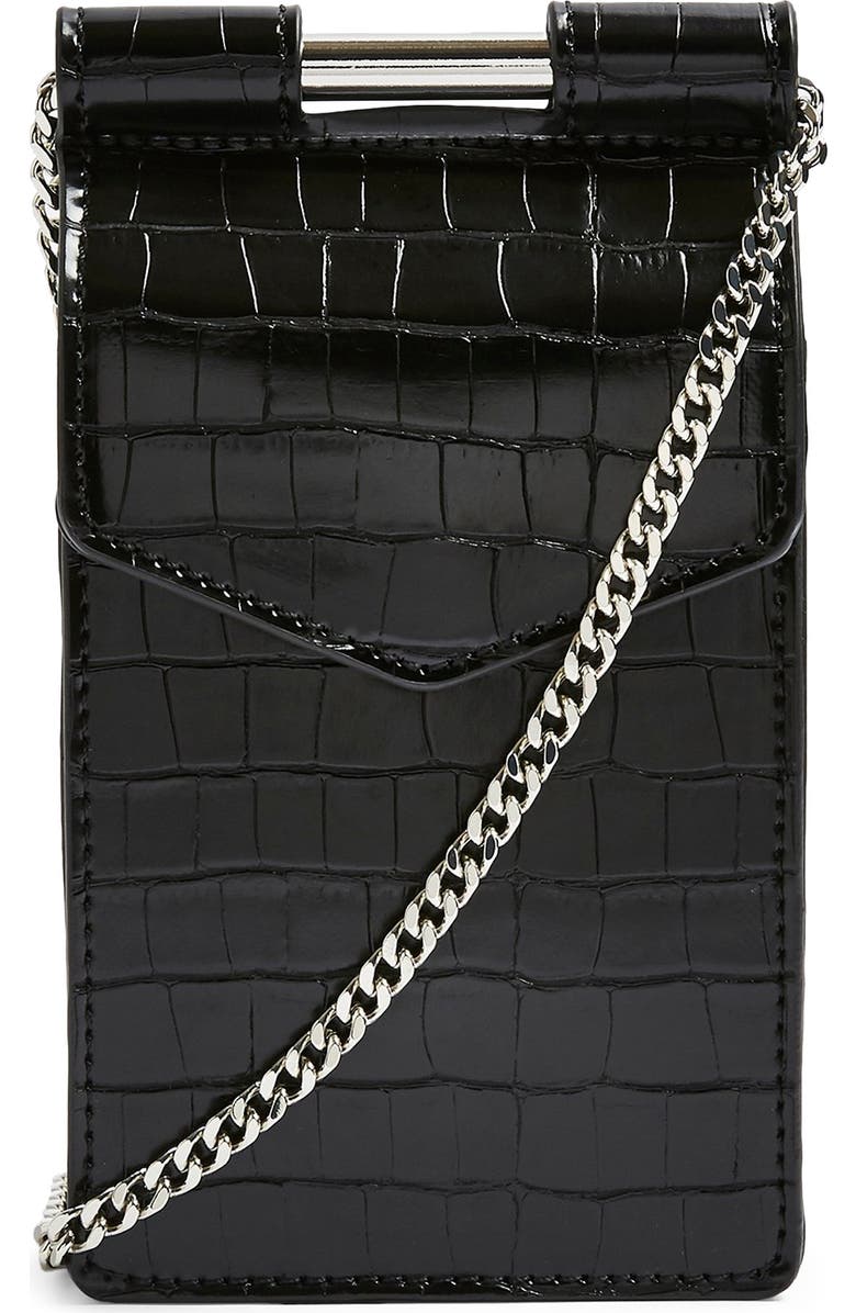 Topshop North South Faux Leather Crossbody Bag, Alternate, color,