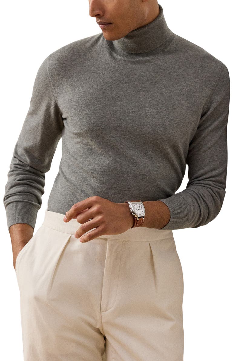 Ralph Lauren Purple Label Cashmere Turtleneck Sweater, Main, color, Grey Heather
