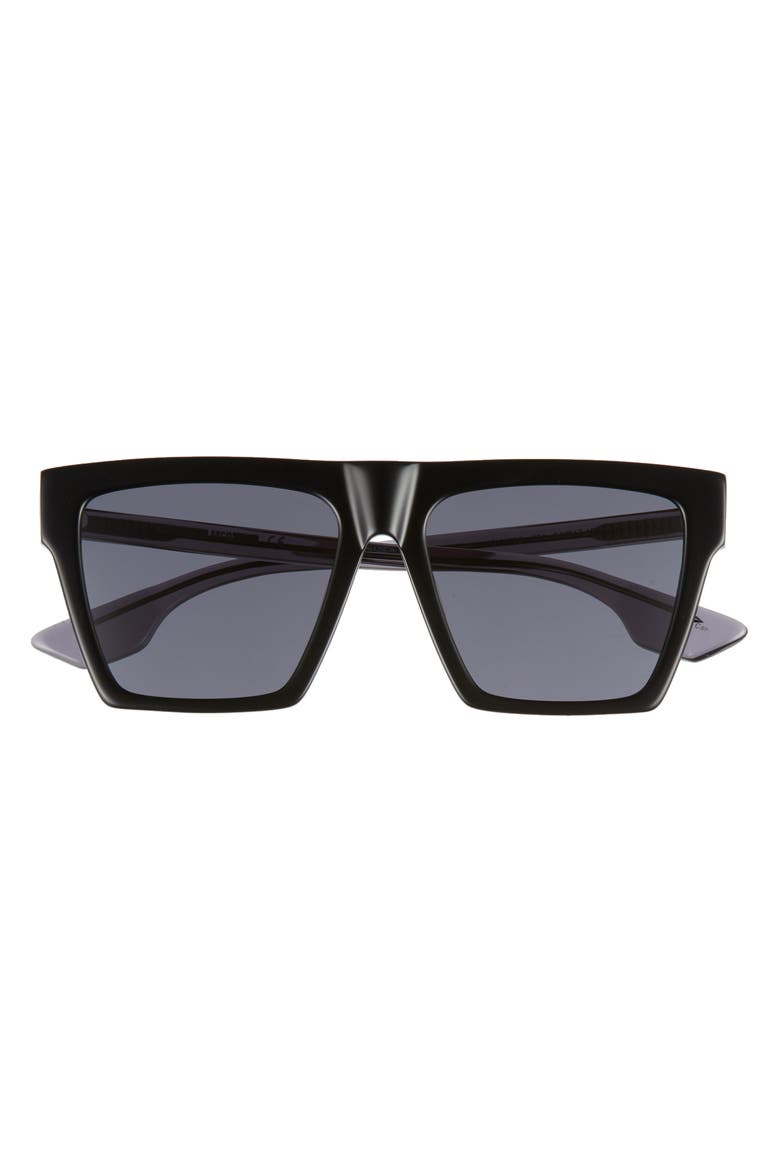 Alexander McQueen 54mm Flat Top Sunglasses, Alternate, color, BLACK