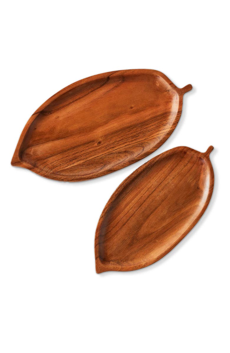 tag Acacia Leaf Serving Platter Natural Wood Hand Wash Only, Main, color, Beige