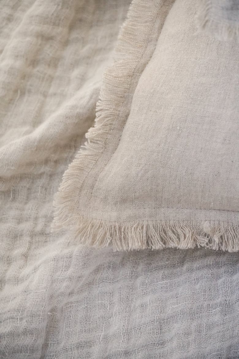 Natural Beige Fringe Dutch Euro Linen Pillow Cover Only, Alternate, color, Beige