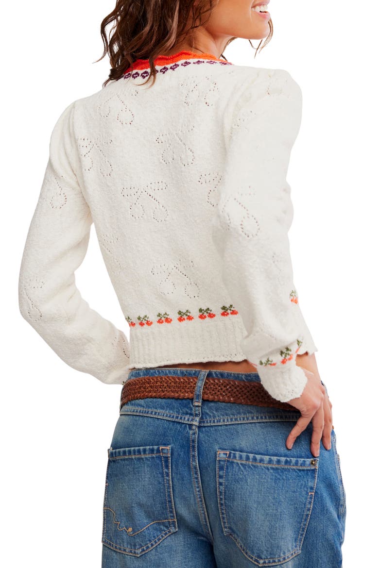 Tilly Cherry Pointelle Knit Crop Sweater, Alternate, color, COCONUT MILK COMBO