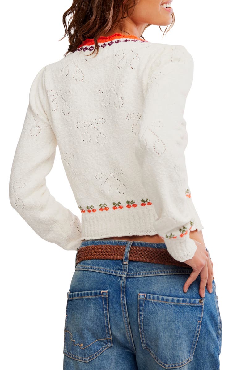Free People Tilly Cherry Pointelle Knit Crop Sweater, Alternate, color, 
