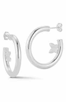SPHERA MILANO 14K Gold Plate Sterling Silver Butterfly Hoop Earrings