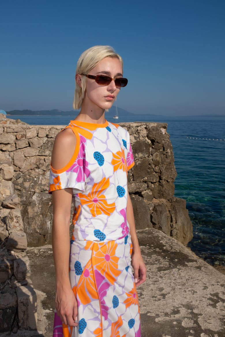 Anntian Floral Cutout Top, Alternate, color, Helenium