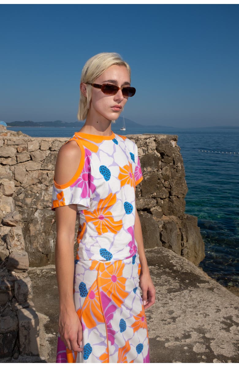 Untitled in Motion Anntian Floral Cutout Top, Alternate, color, Helenium