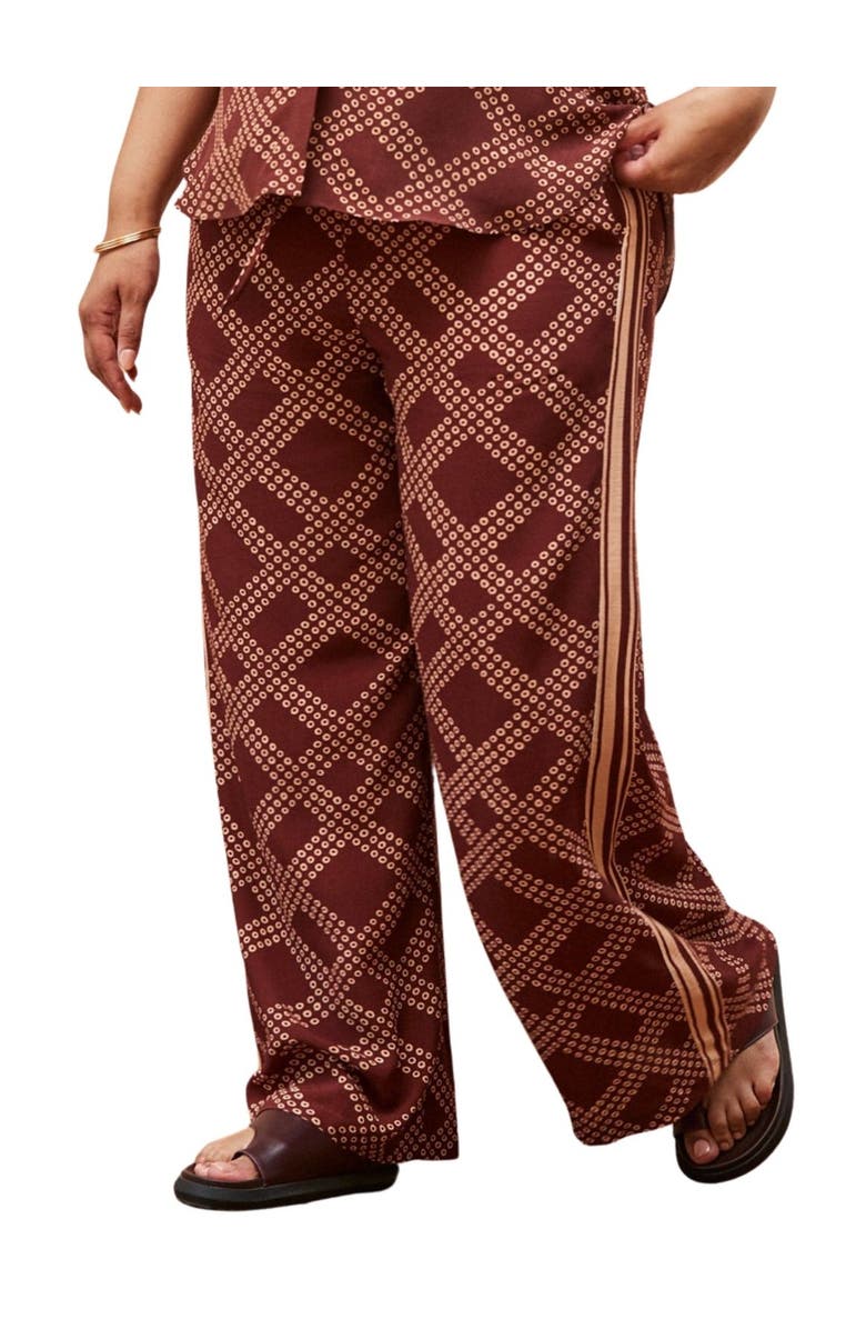 Live Unlimited Geo Print Wide Leg Trouser, Main, color, Brown