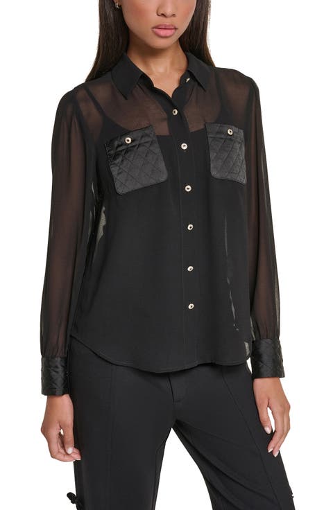 Quilted Pocket Chiffon Shirt
