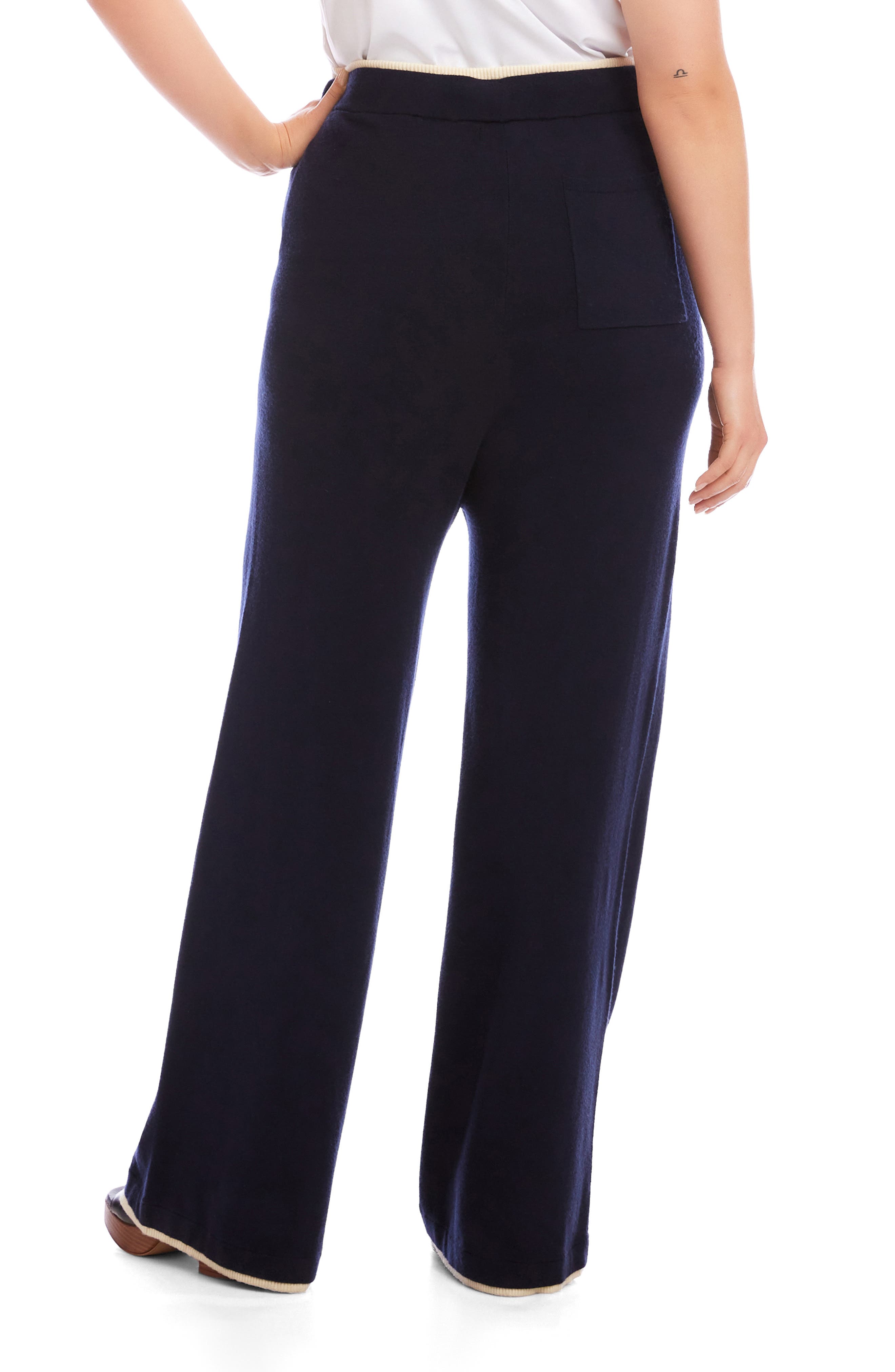 Contrast Trim Wide Leg Drawstring Pants - image 2