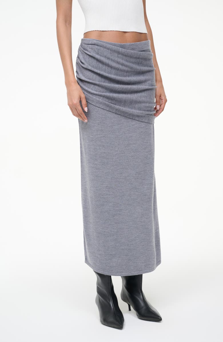 STAUD Wilma Merino Wool Skirt, Alternate, color, Heather Grey