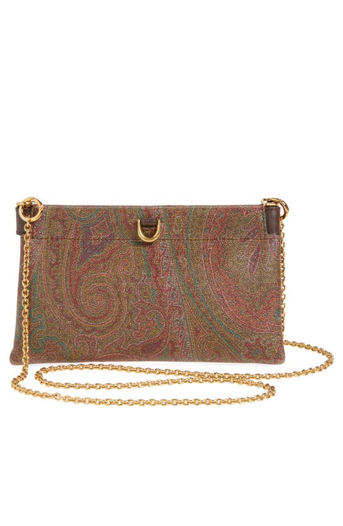 Etro Arnica Coated Canvas Wallet On A Chain In Brown