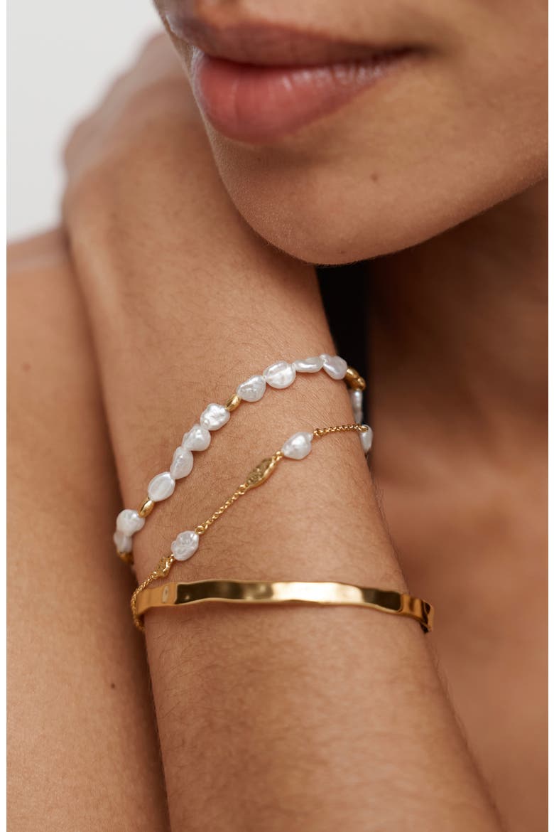 Capri 18k Gold Vermeil Pearl Station Bracelet, Alternate, color, 18K GOLD VERMEIL / PEARL