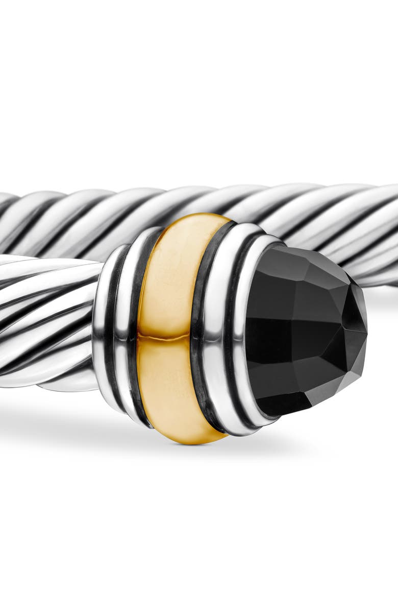 David Yurman Classic Cable Bracelet in Sterling Silver with 14K Yellow Gold, 5mm, Alternate, color, Black Onyx