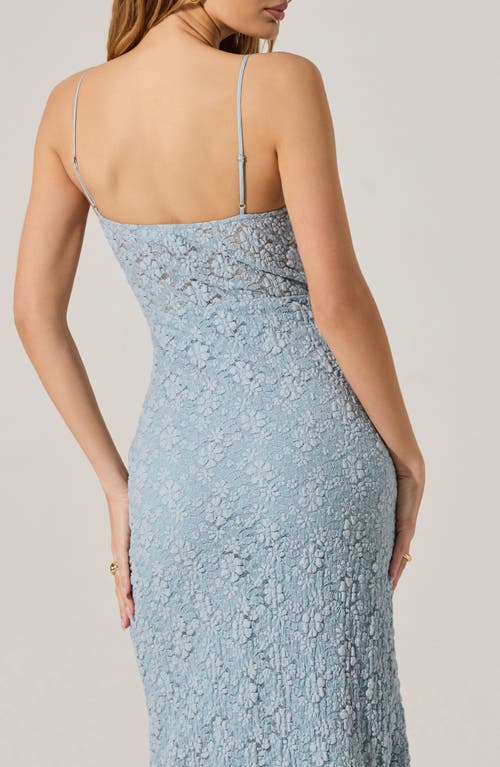 Astr The Label Floral Lace Knit Dress In Dusty Blue