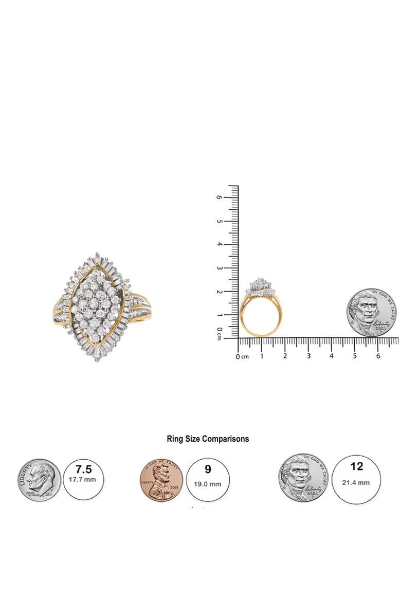 Haus of Brilliance 10K Yellow Gold 1.0 Cttw Diamond Cluster Ring, Alternate, color, Yellow