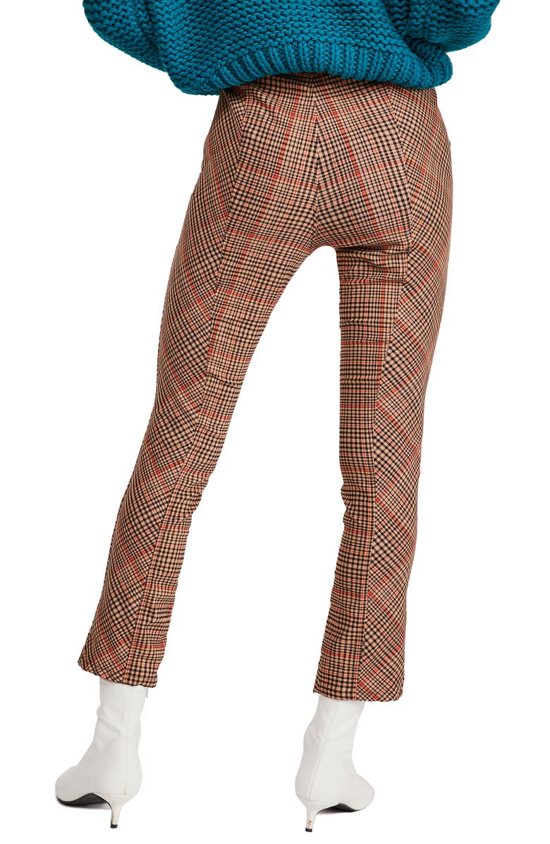 Free People Flyin High Plaid Crop Skinny Pants, Alternate, color, Black