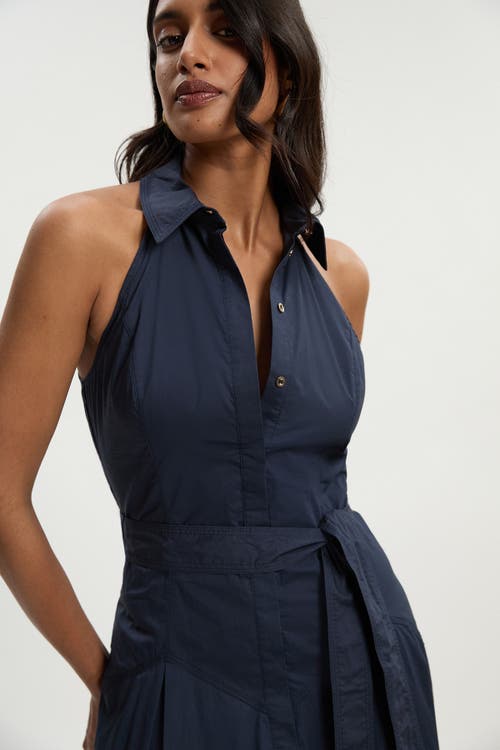 Karen Millen Midi Shirt Dress With Dropped Waist In Blue
