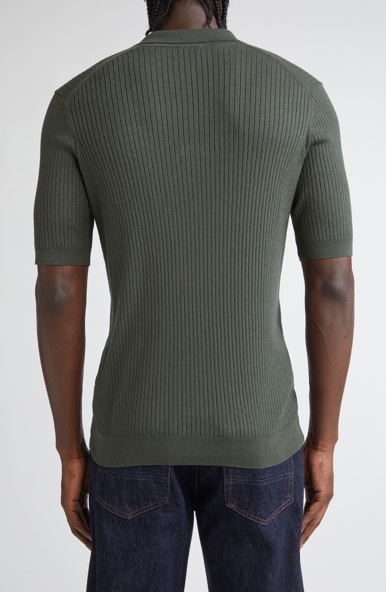 Sunspel Fine Rib Silk & Cotton Polo, Alternate, color, Dusk Green