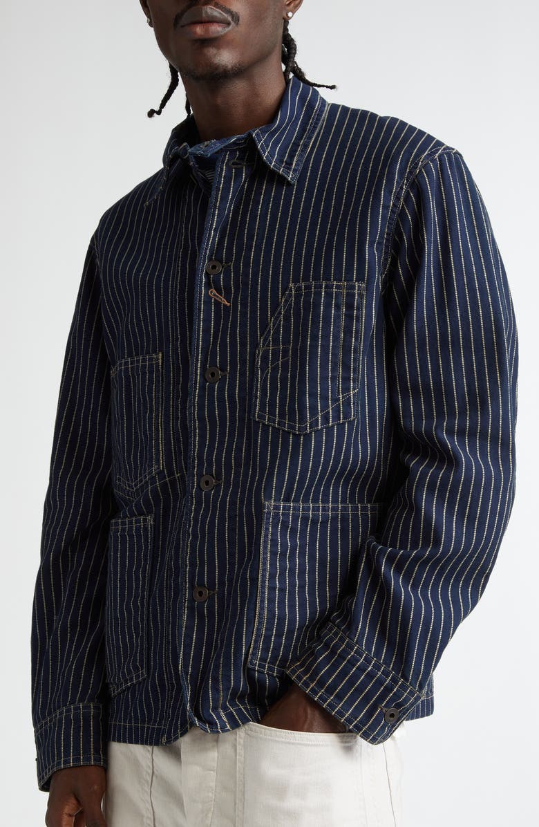 Double RL Johnston Stripe Cotton Twill Engineer Coat, Alternate, color,