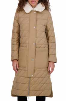 Andrew Marc Maxine Quilted Coat with Faux Shearling Collar