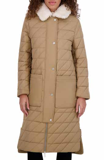 Andrew Marc Maxine Quilted Coat with Faux Shearling Collar