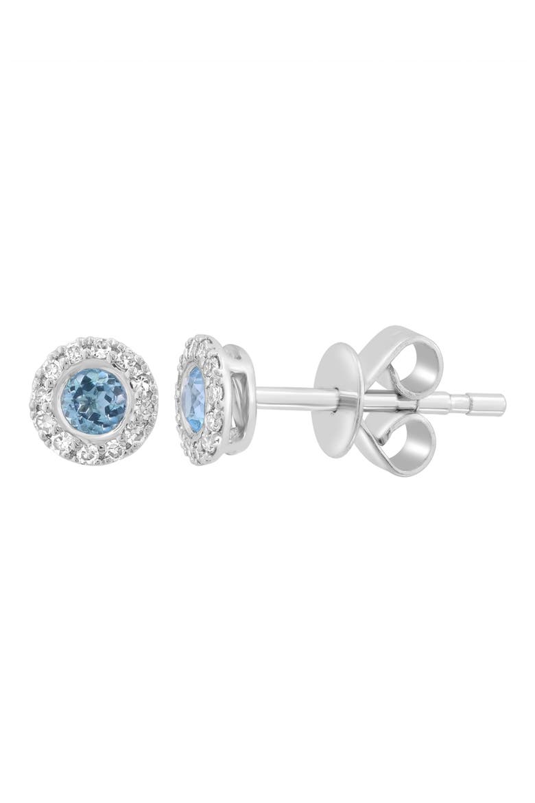 14k White Gold Blue Topaz & Diamond Stud Earrings, Alternate, color, BLUE
