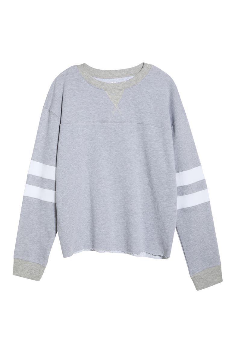 Cotton Varsity Sweatshirt, Alternate, color, HEATHER GREY WH