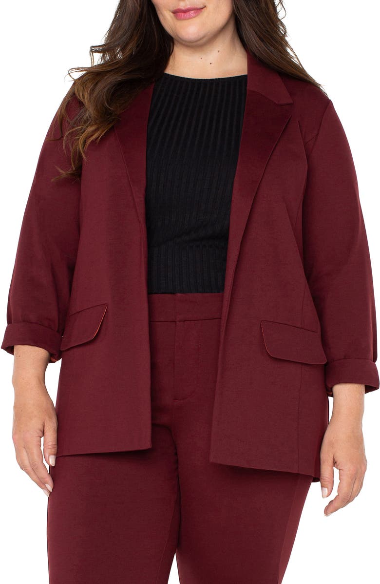 Liverpool Boyfriend Ponte Knit Blazer, Main, color, Bordeaux
