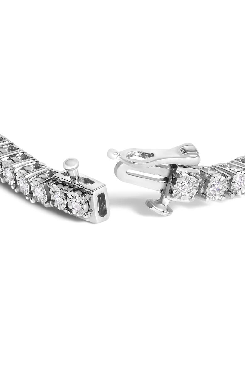 Silver 1.0 Cttw Lab Grown Diamond Illusion-Set Miracle Plate Tennis Bracelet, Alternate, color, White