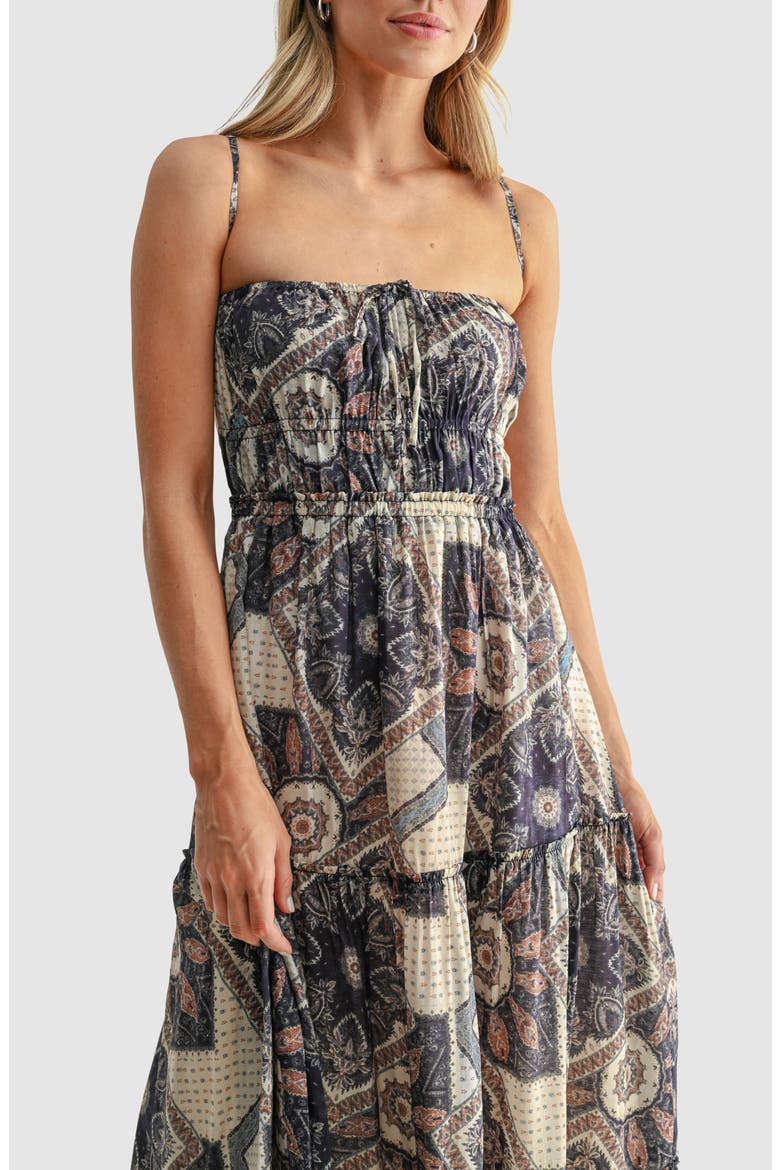 Backless Tiered Maxi Dress, Alternate, color, CREAM MULTI