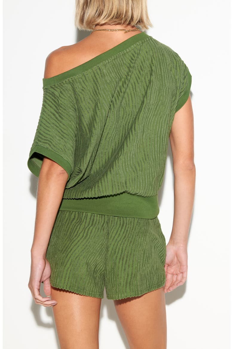 Palmer One-Shoulder Terry Top, Alternate, color, DARK PALM