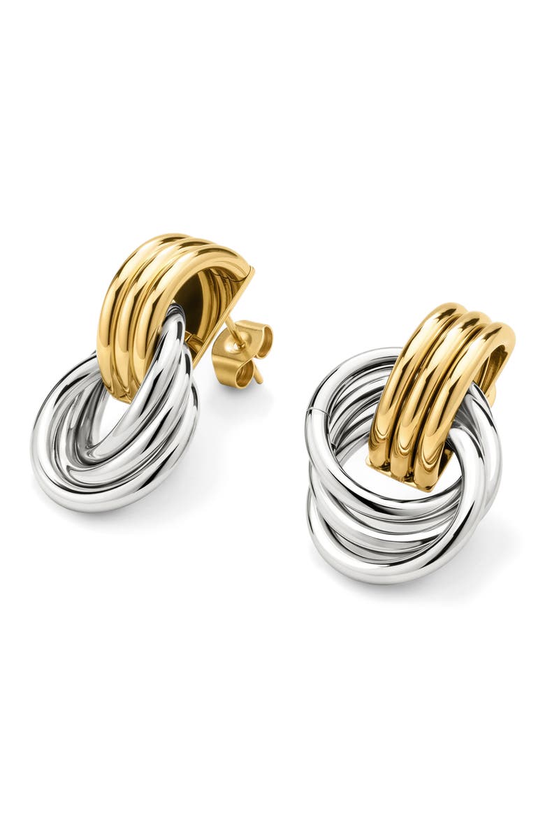 Knot Mixed Metal Stud Earrings, Alternate, color, BI-METAL